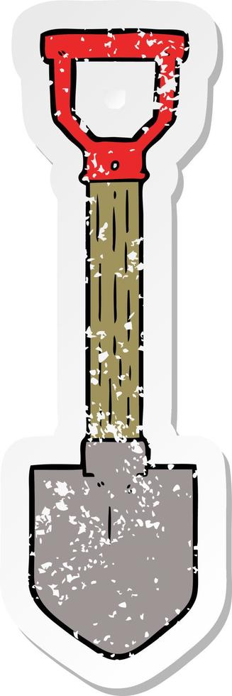 distressed sticker of a cartoon shovel vector