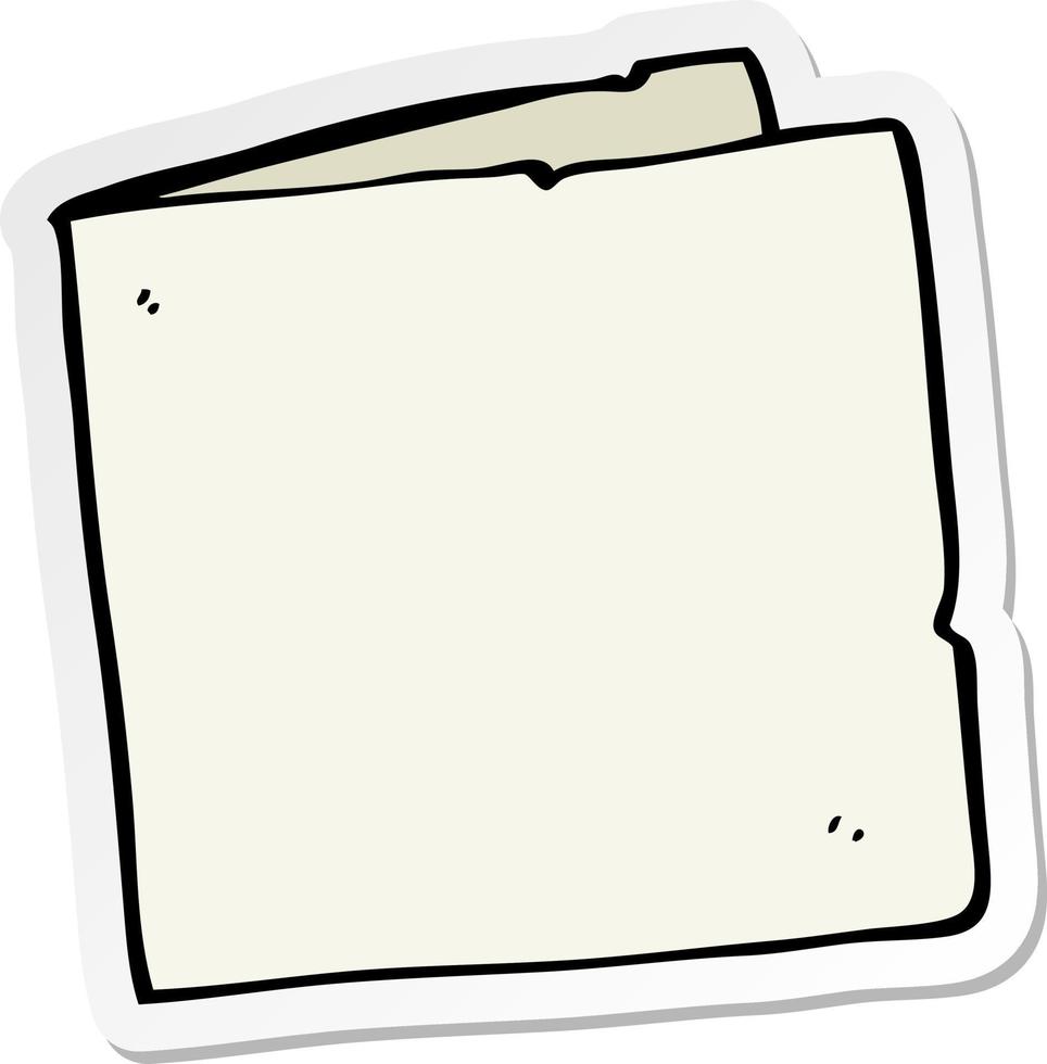 pegatina de una tarjeta en blanco de dibujos animados vector