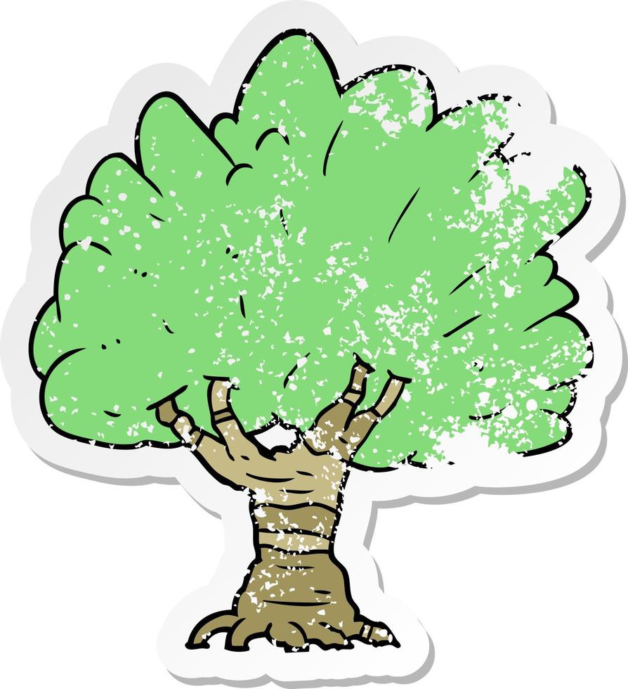 distressed sticker of a cartoon tree vector