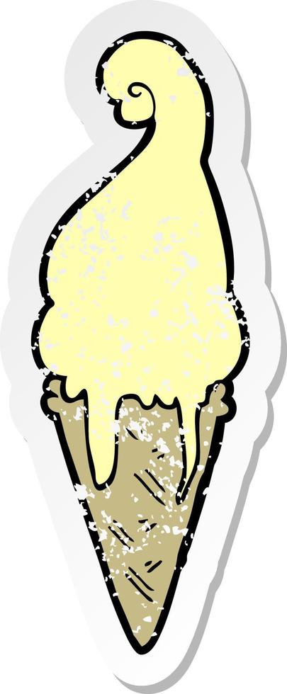 distressed sticker of a cartoon ice cream vector