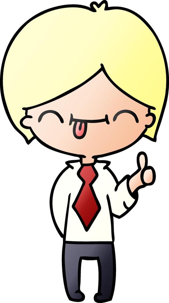 gradient cartoon of boy with thumb up vector