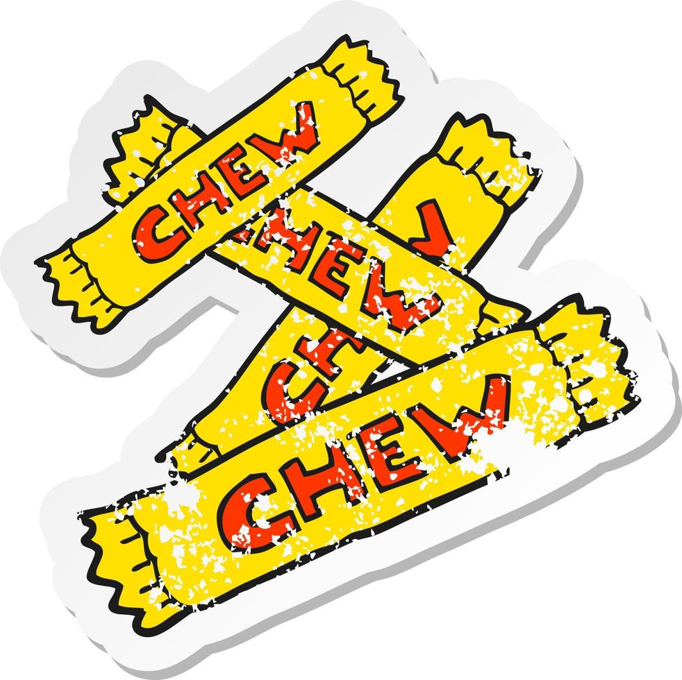 retro distressed sticker of a cartoon chew candy vector