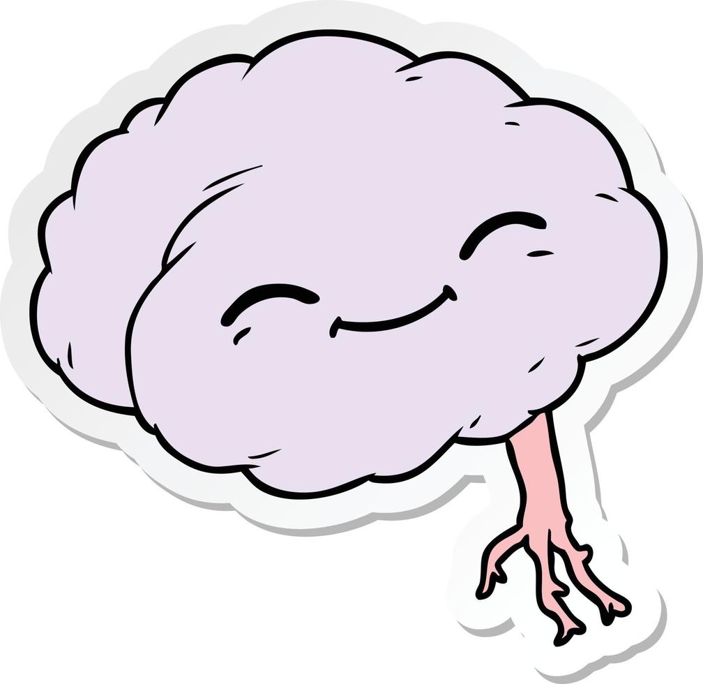 sticker of a cartoon happy brain vector