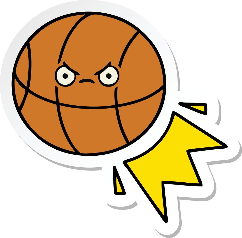 sticker of a cute cartoon basketball vector