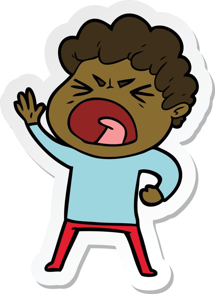 sticker of a cartoon furious man vector