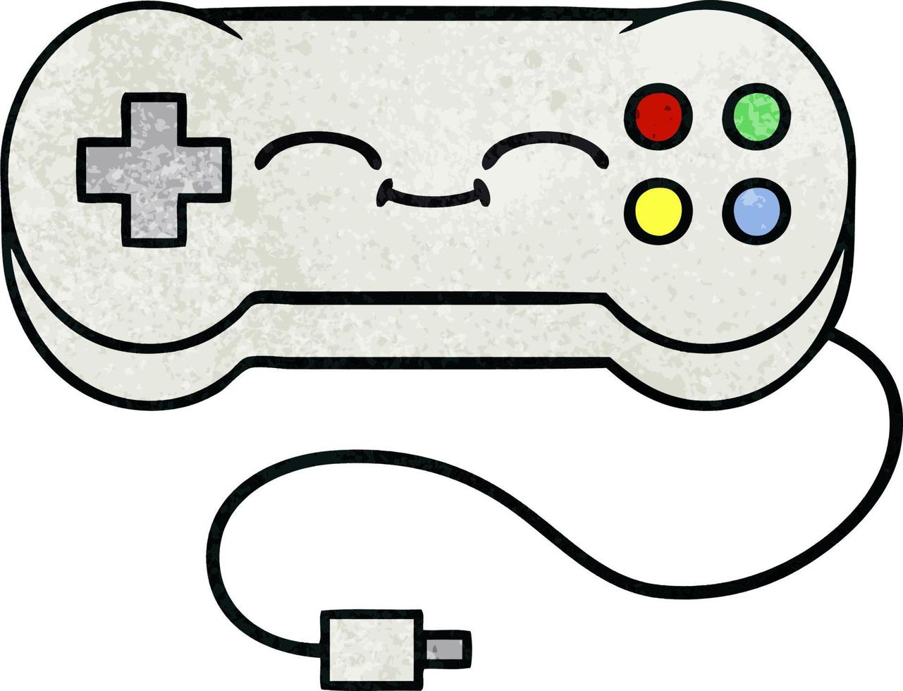 controlador de juego de dibujos animados de textura grunge retro vector