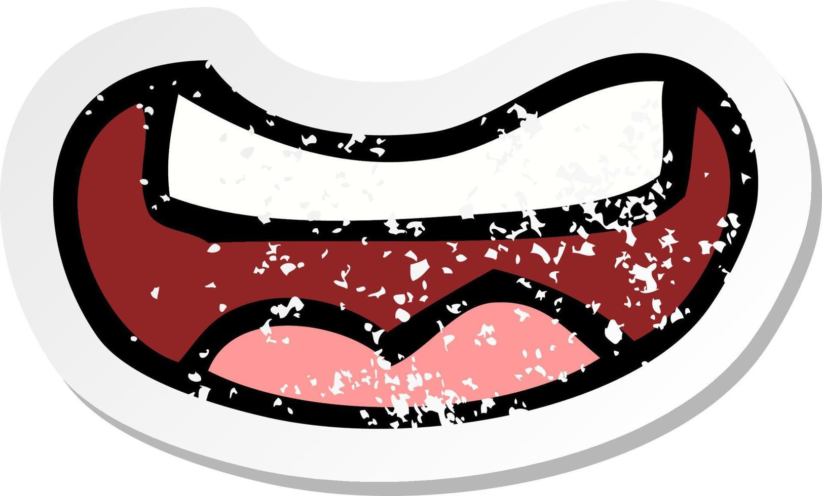 retro distressed sticker of a cartoon mouth vector