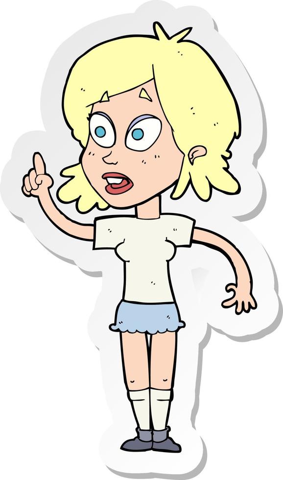 sticker of a cartoon woman asking question vector