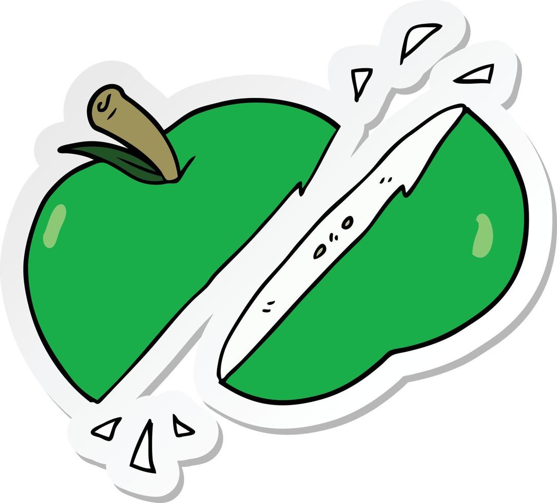 sticker of a cartoon sliced apple vector