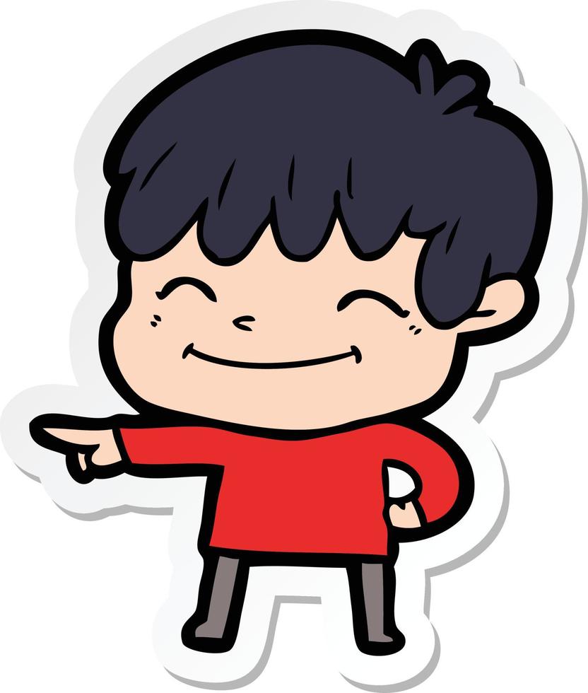 sticker of a cartoon happy boy vector