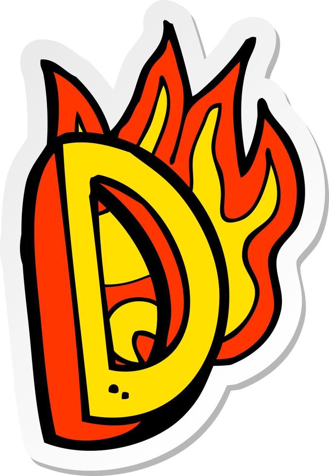 sticker of a cartoon flaming letter vector