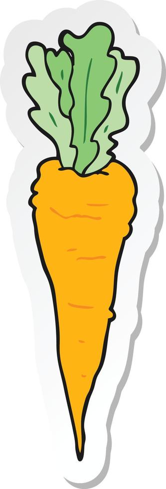 sticker of a cartoon carrot vector