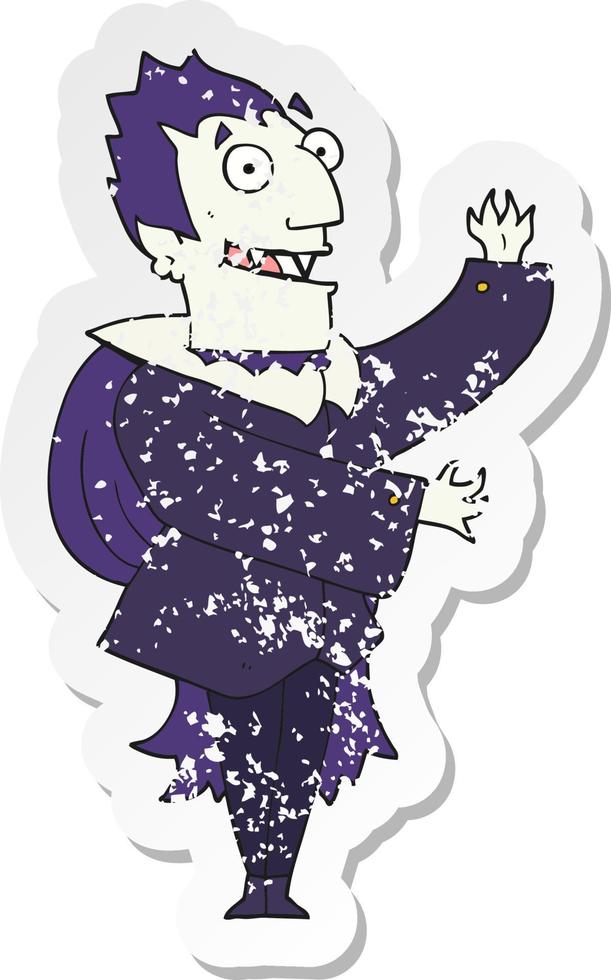 retro distressed sticker of a cartoon vampire vector