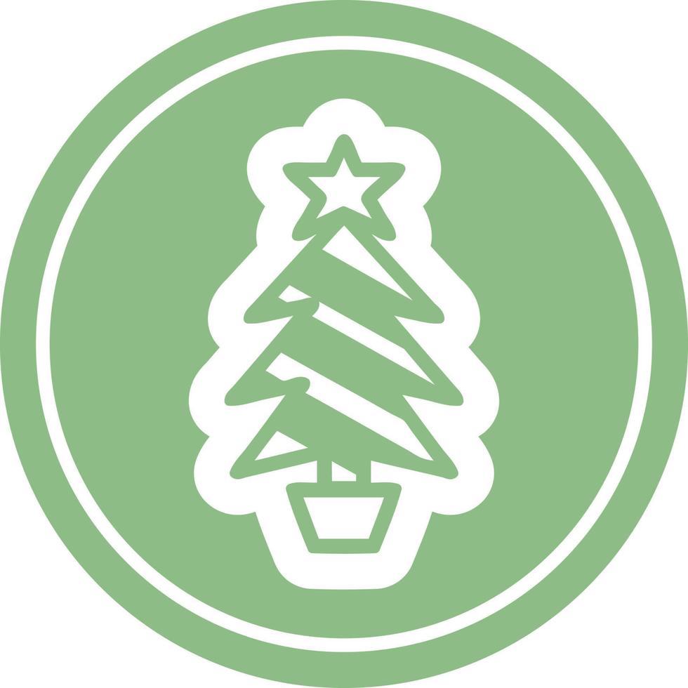 christmas tree circular icon vector