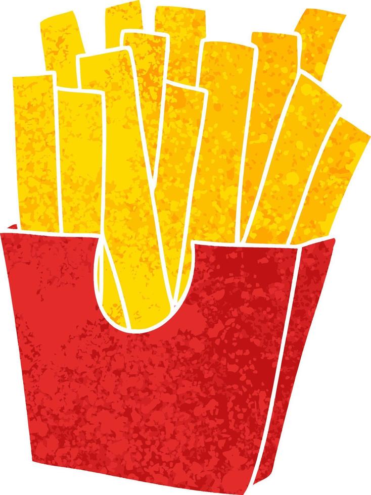 quirky retro illustration style cartoon french fries vector