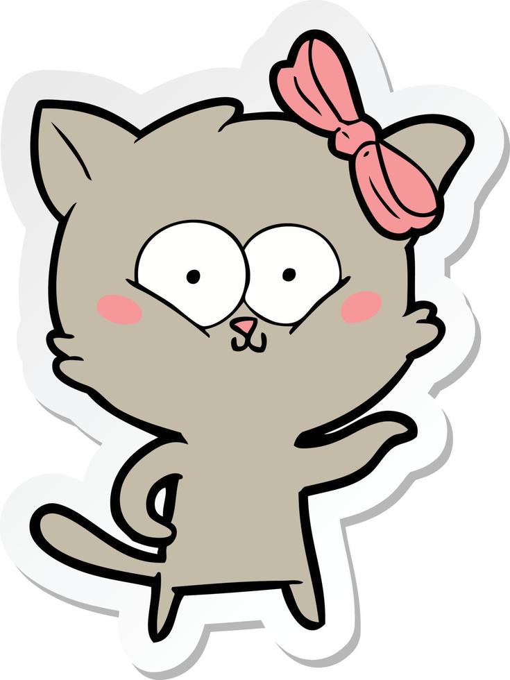 sticker of a cartoon cat vector
