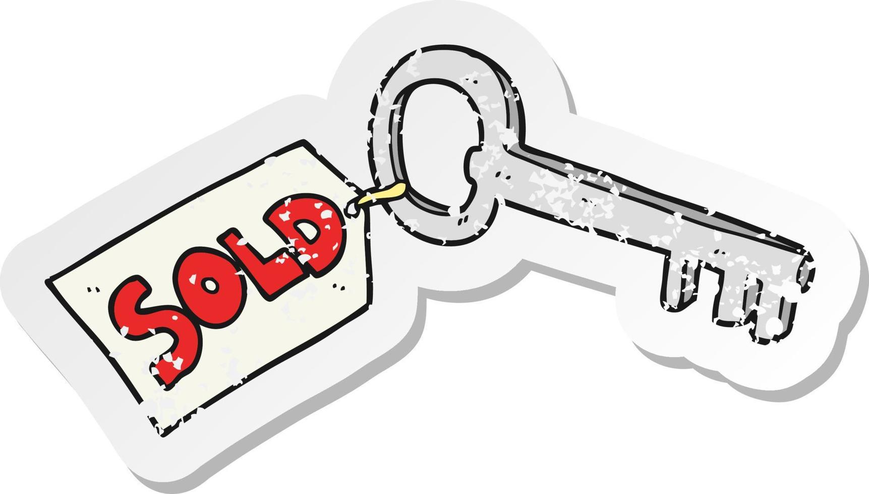 retro distressed sticker of a cartoon new house key vector