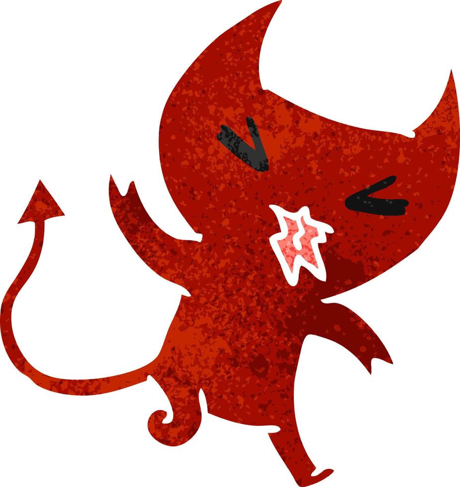 retro cartoon of a kawaii cute demon vector