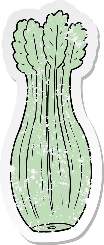 distressed sticker of a cartoon vegetable vector