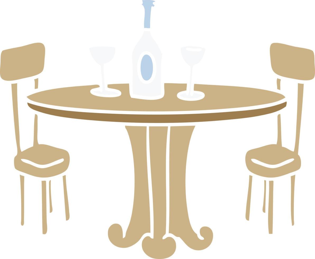 cartoon doodle dinner table and drinks vector