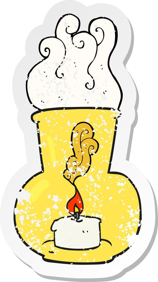retro distressed sticker of a cartoon old glass lantern with candle vector