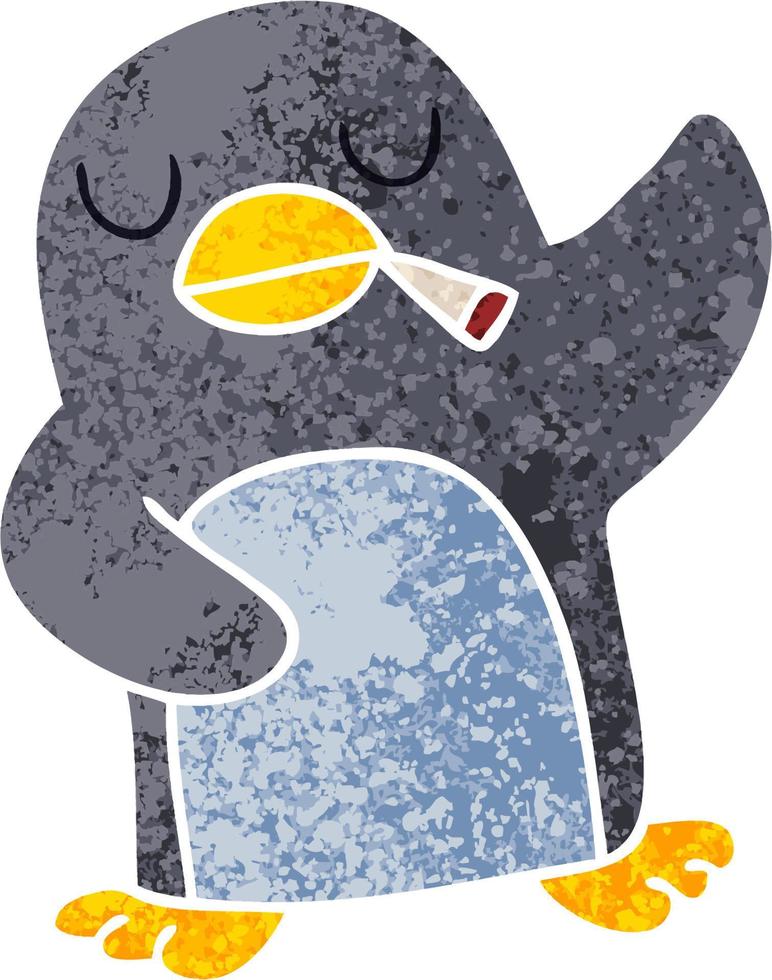 quirky retro illustration style cartoon penguin vector