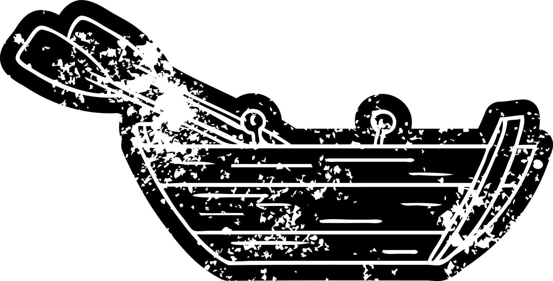 grunge icon drawing of a wooden row boat vector