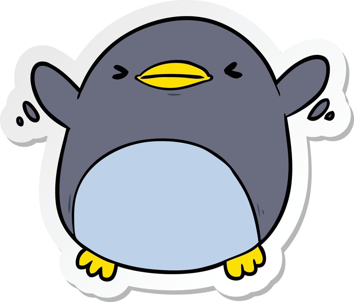 sticker of a cute cartoon flapping penguin vector