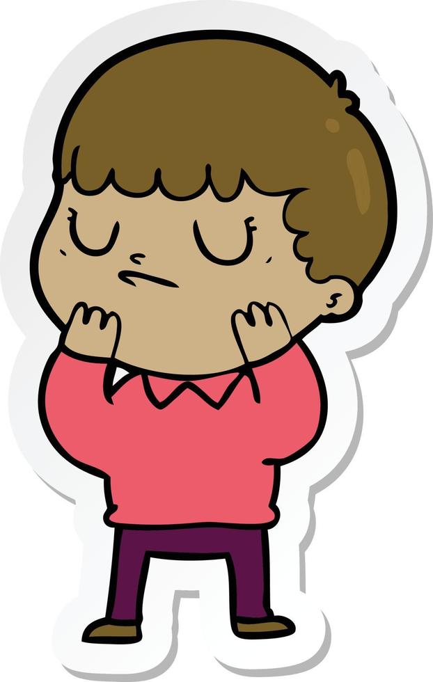 pegatina de un niño gruñón de dibujos animados vector