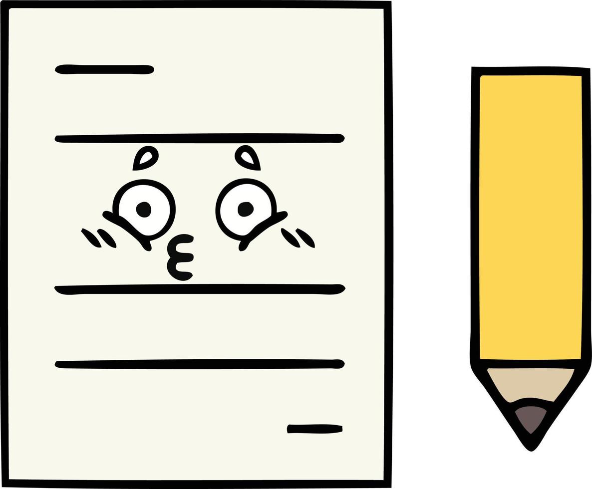 cute cartoon test paper vector