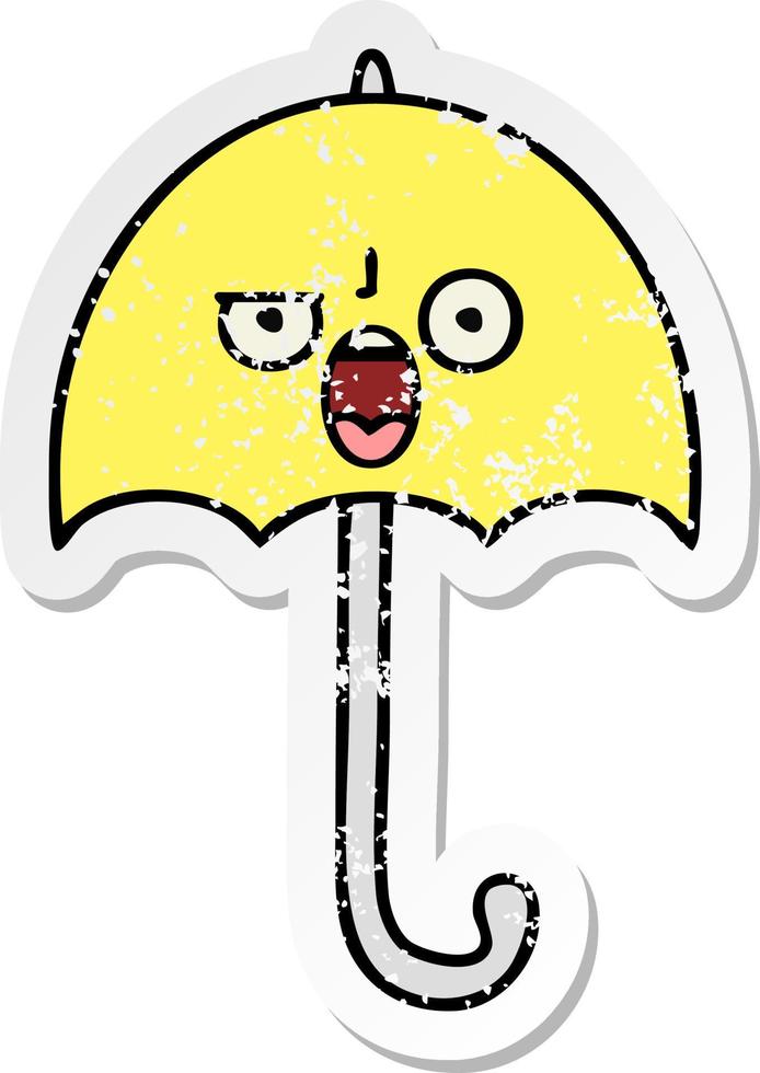 distressed sticker of a cute cartoon umbrella vector