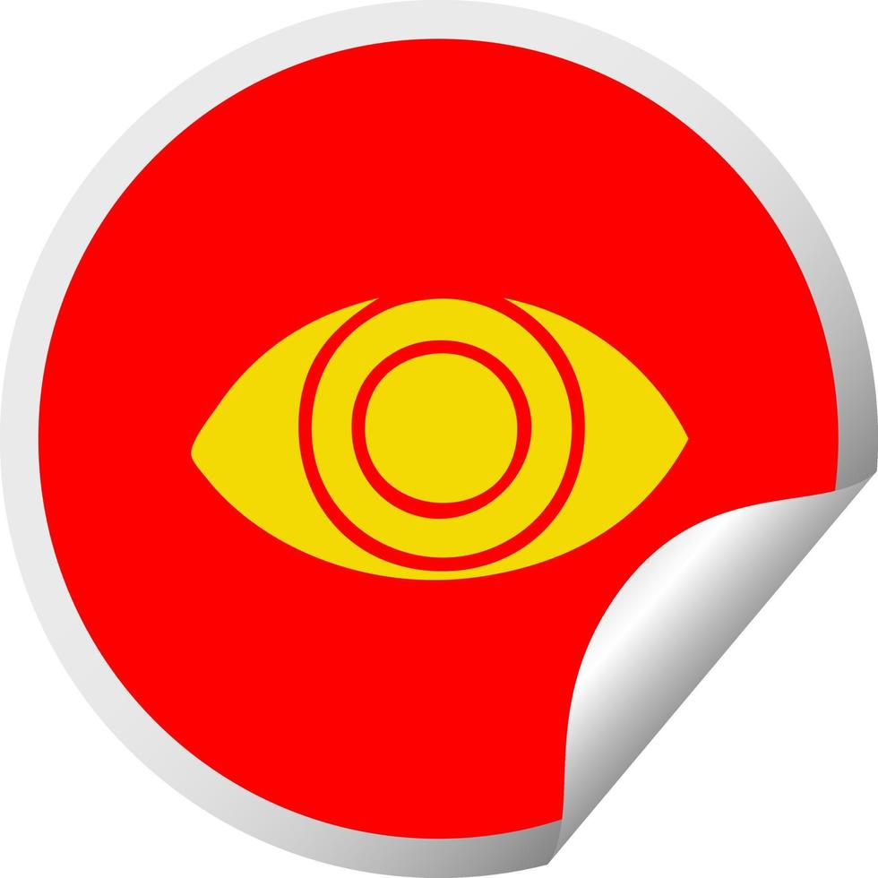 ojo de dibujos animados de etiqueta engomada de peeling circular vector