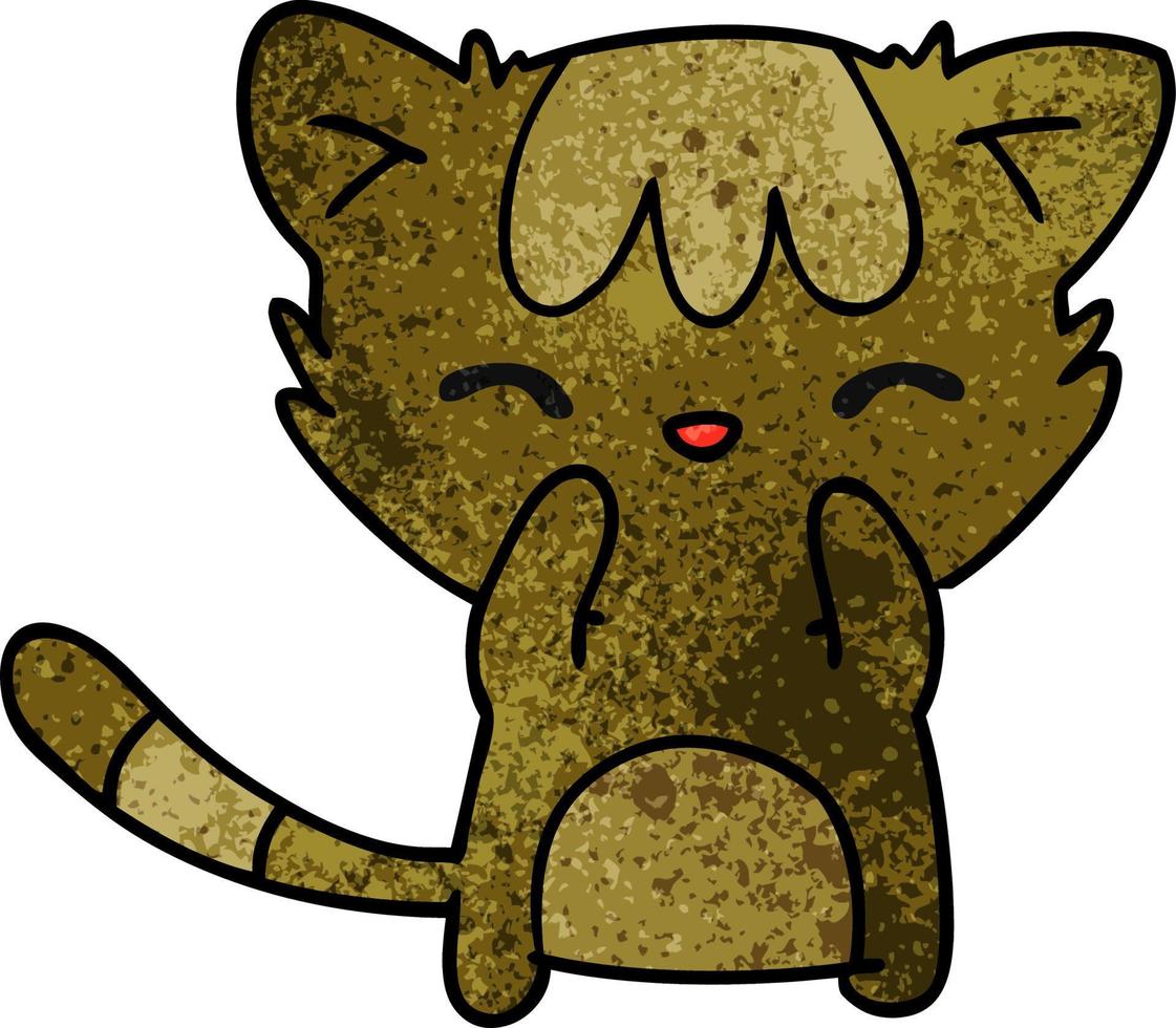 textured cartoon of cute kawaii cat vector