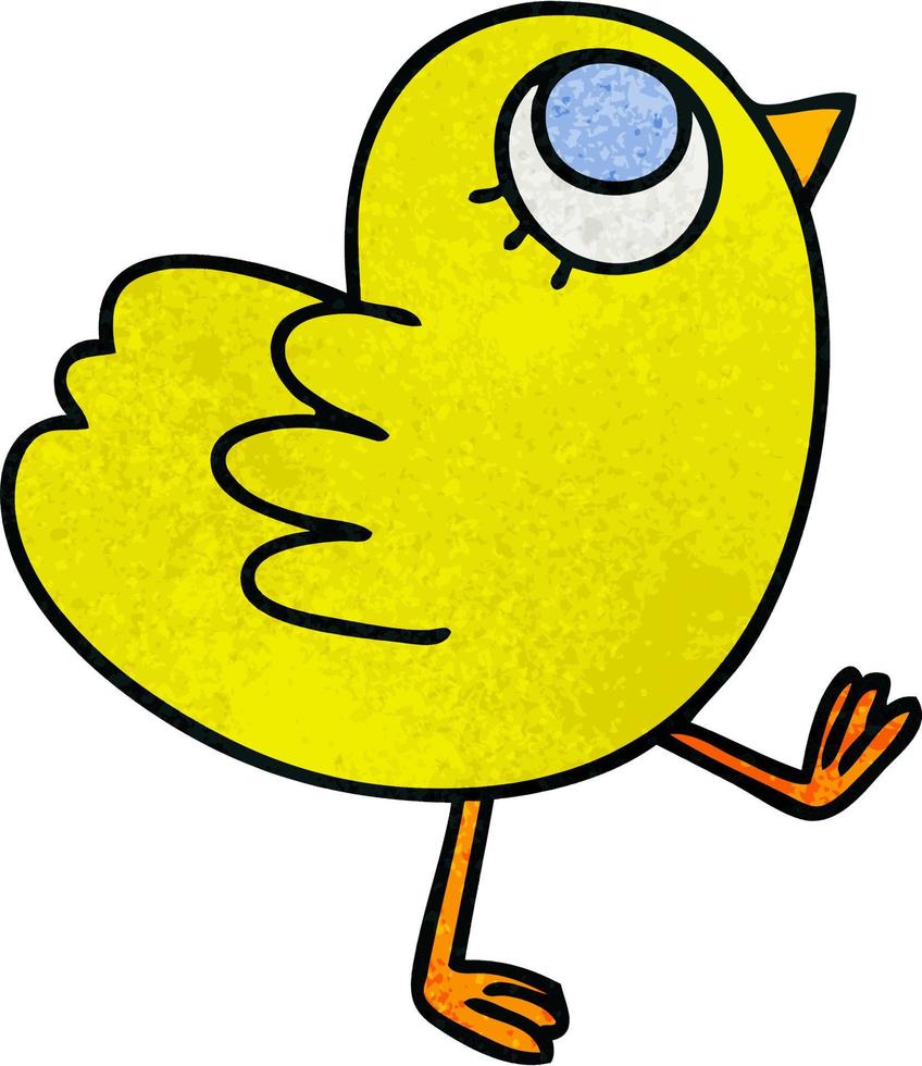 quirky hand drawn cartoon yellow bird vector