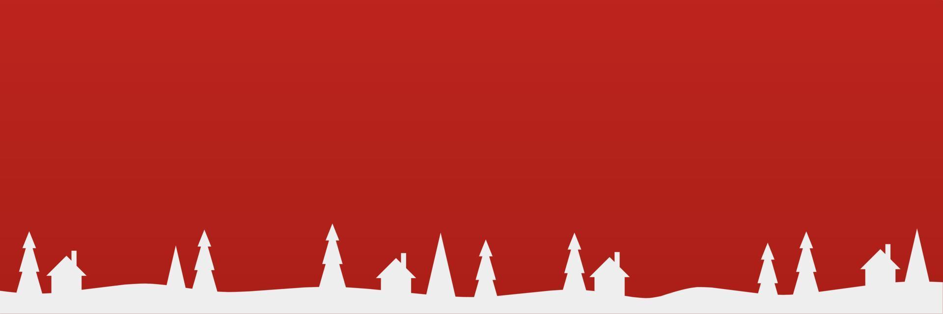 winter landscape banner template with some pine trees and several houses suitable for christmas celebration vector
