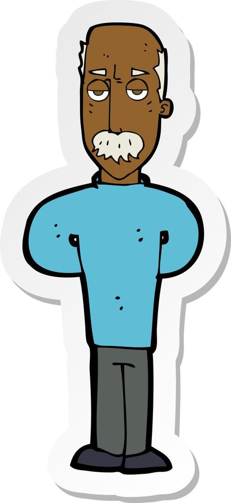 sticker of a cartoon annoyed balding man vector