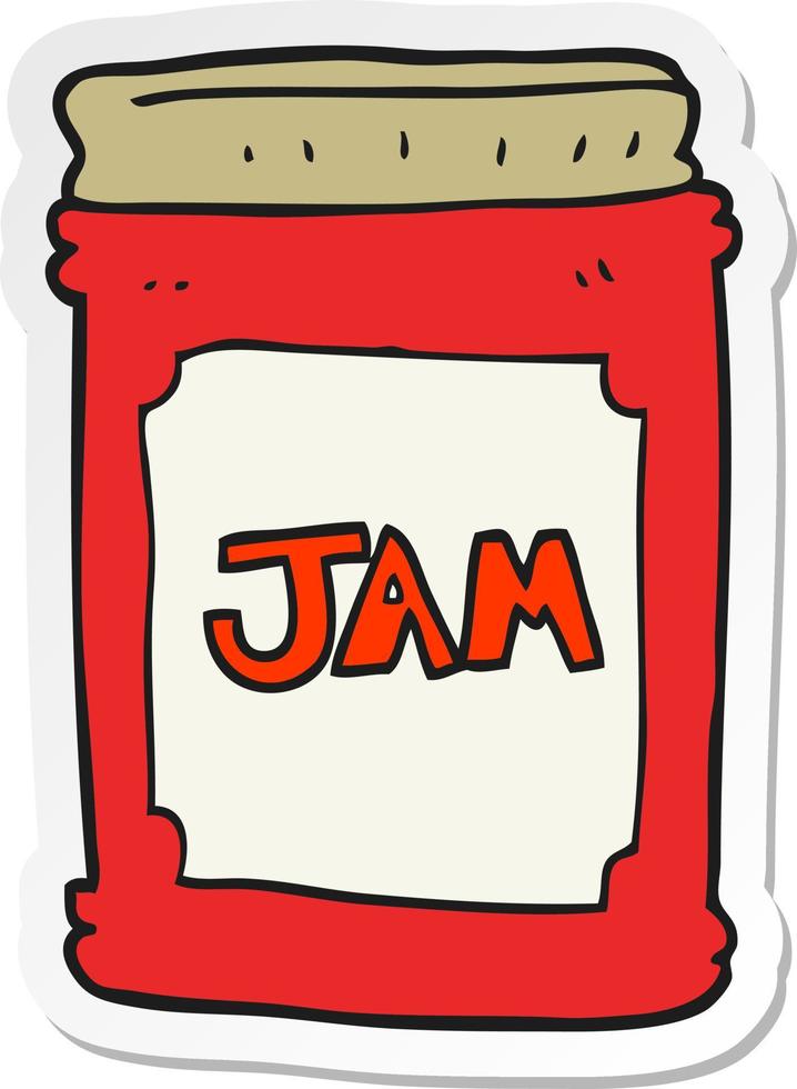 sticker of a cartoon jam jar vector