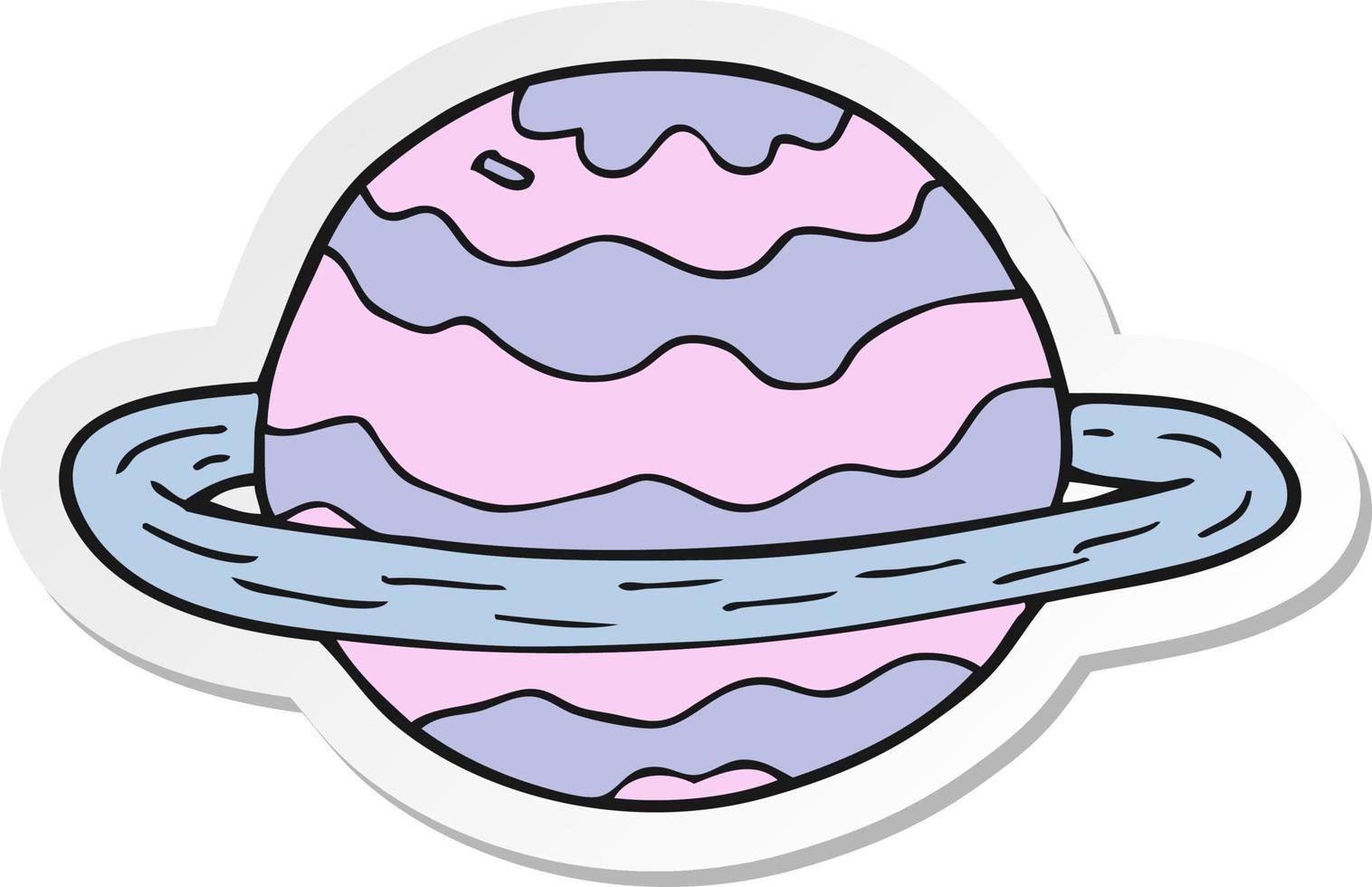 sticker of a cartoon alien planet vector