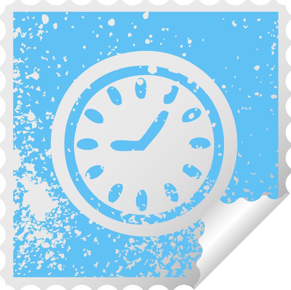 distressed square peeling sticker symbol wall clock vector