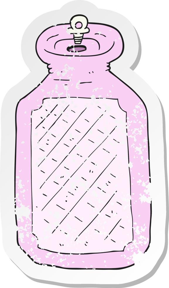 retro distressed sticker of a cartoon hot water bottle vector