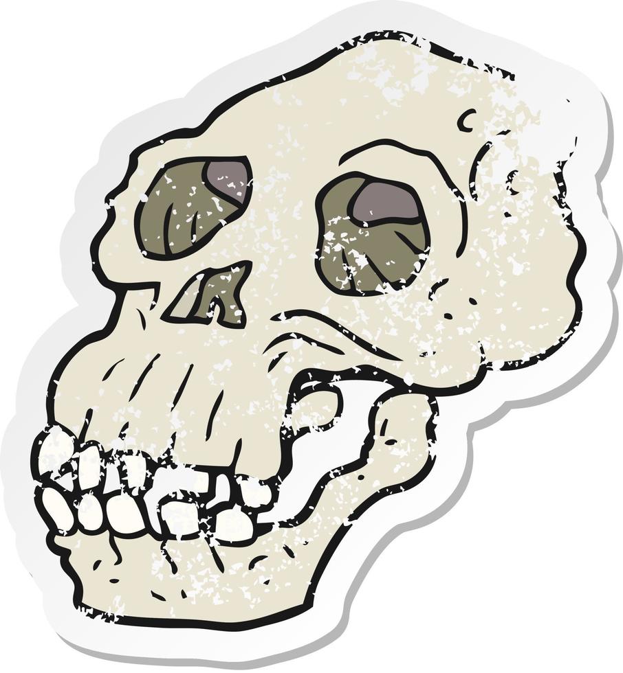 retro distressed sticker of a cartoon ancient skull vector