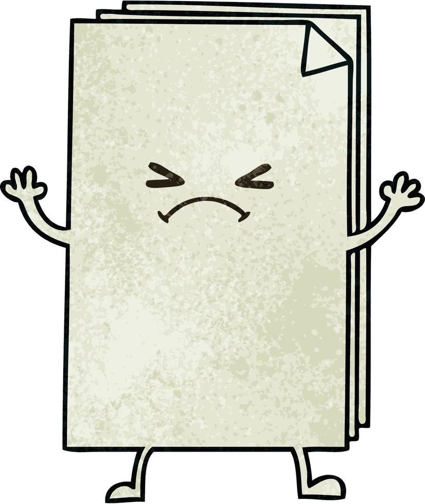quirky hand drawn cartoon cross paper stack vector