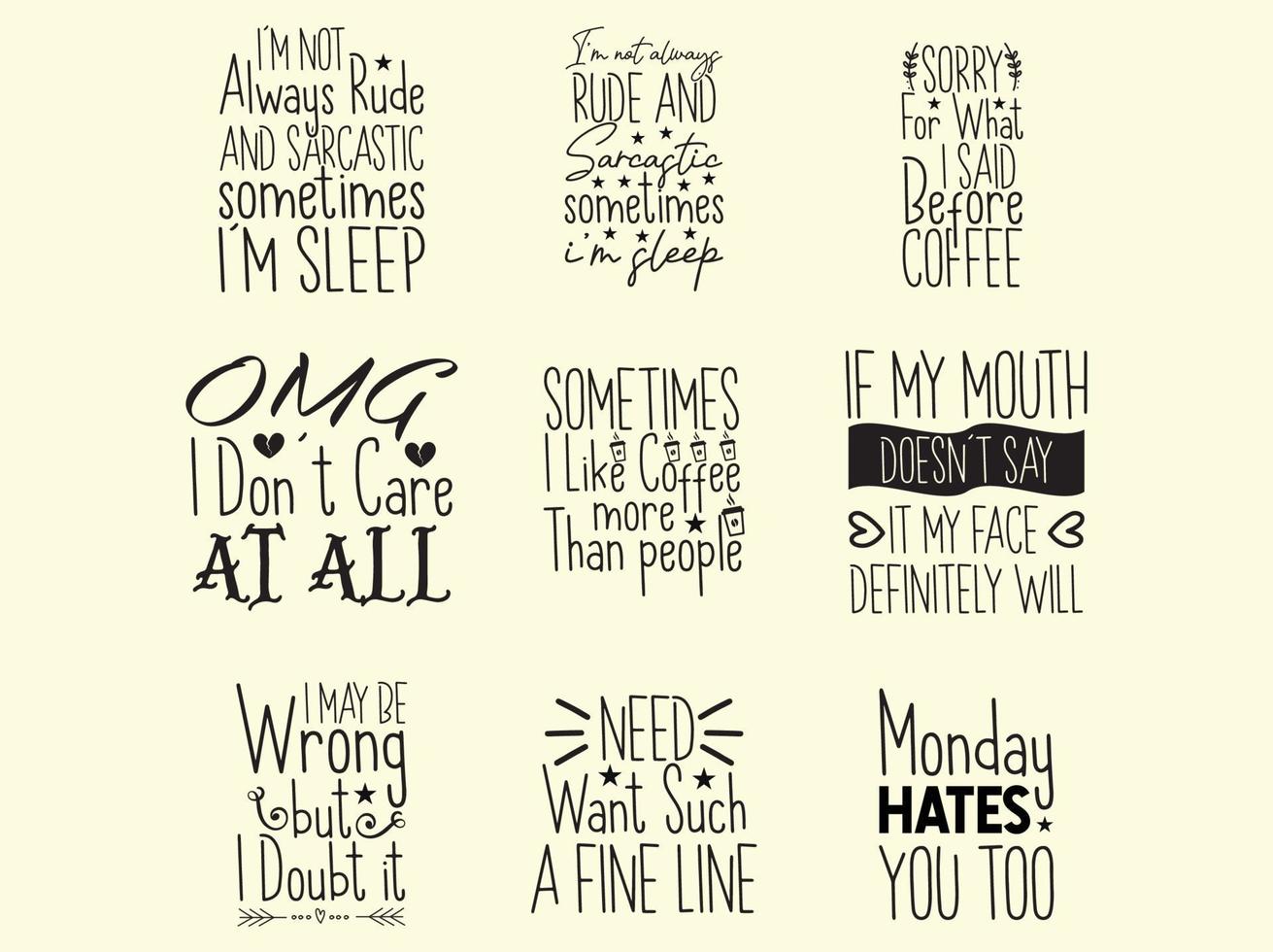 Sarcastic  t-shirt design bundle vector