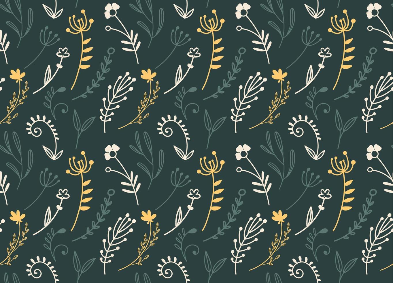 Floral seamless pattern on the dark background. vector