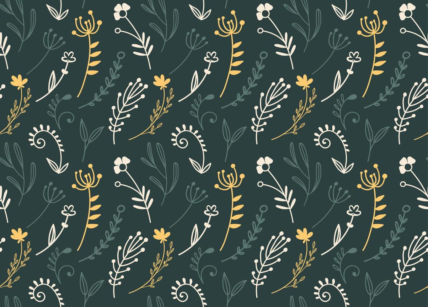 Floral seamless pattern on the dark background. vector