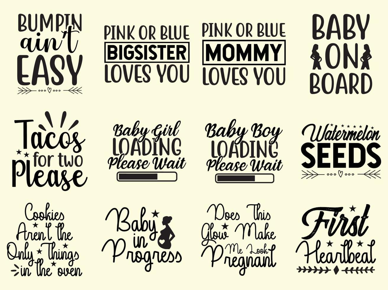 Set of pregnancy  t-shirt design vector