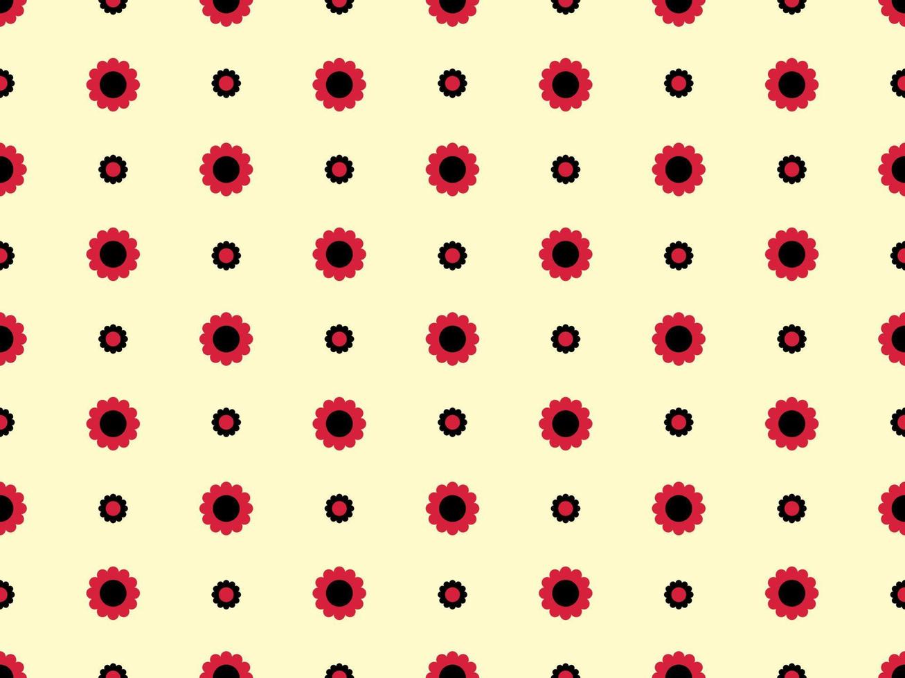 Flower cartoon character seamless pattern on yellow background vector