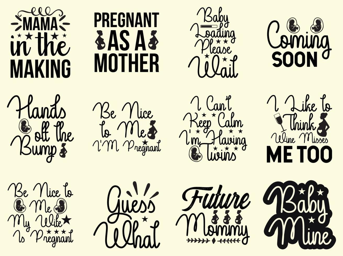 Set of pregnancy  t-shirt design vector