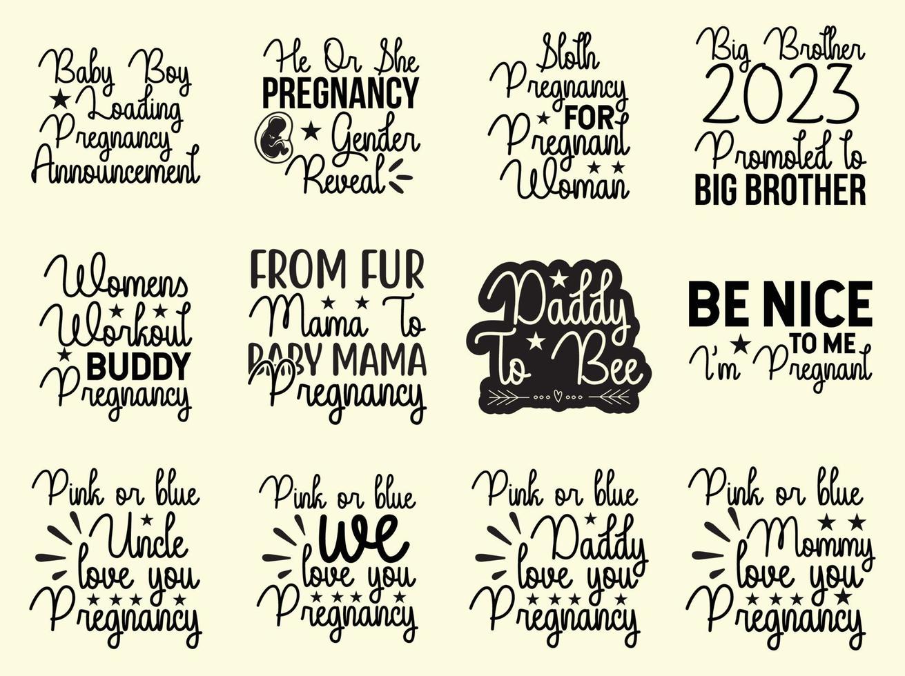 Set of pregnancy  t-shirt design vector