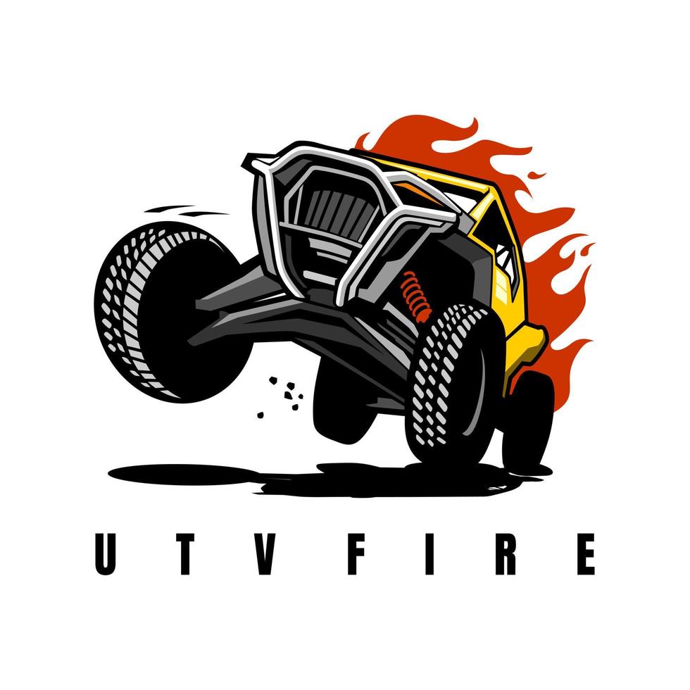 utv vehicle flame illustration logo design vector